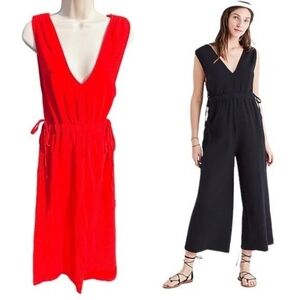 Madewell Waikiki Cover Up Poppy Red Jumpsuit Cotton Gauze Medium